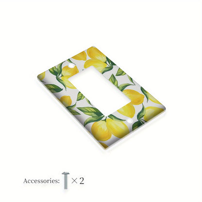 Stylish yellow lemon light switch cover for 1 or 2 gang switches, ideal for kitchen, bathroom, and living room decor.