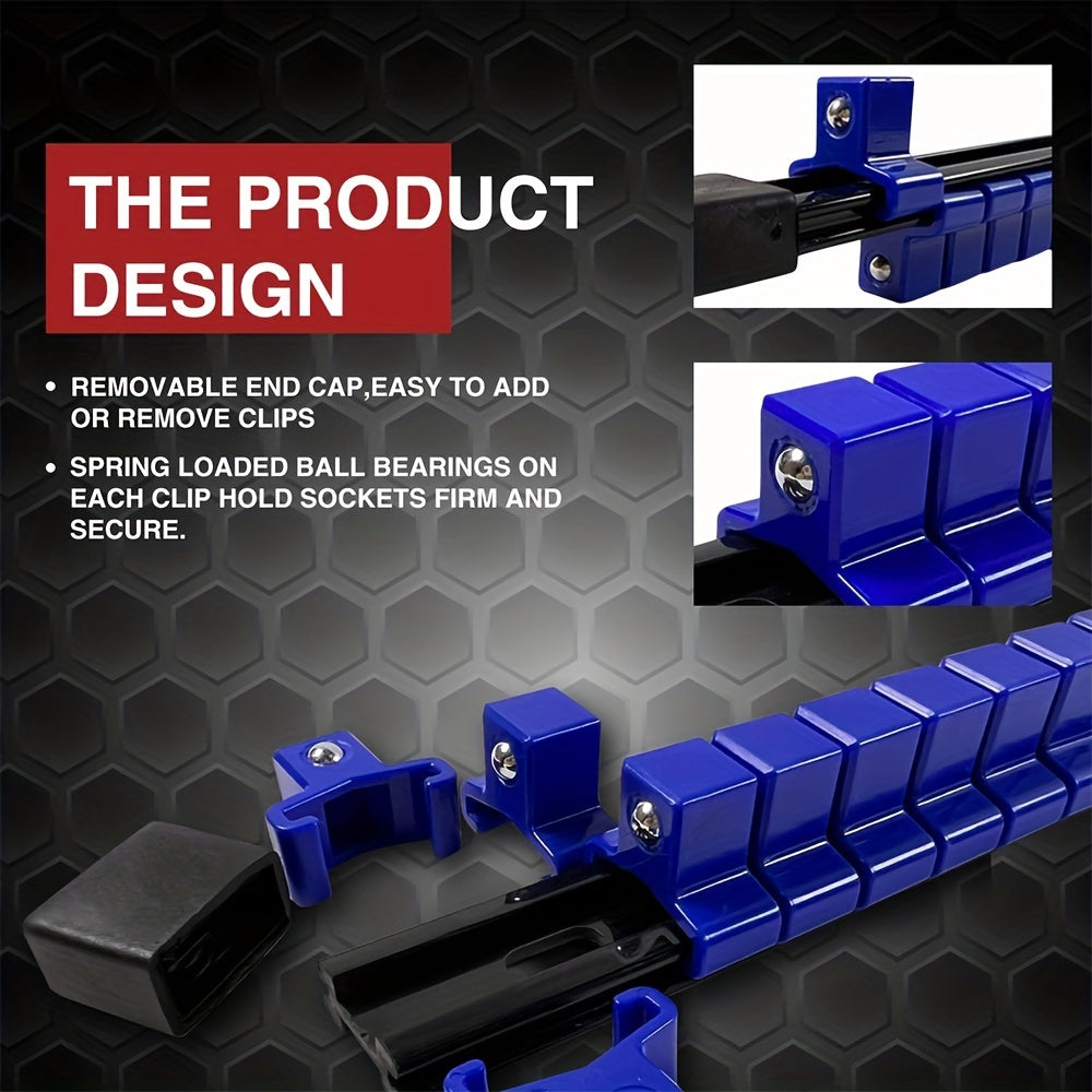 Organize your sockets with the Socket Organizer Tool - High-Quality Socket Bracket Set compatible with 1/4 Inch, 3/8 Inch, and 1/2 Inch sizes.