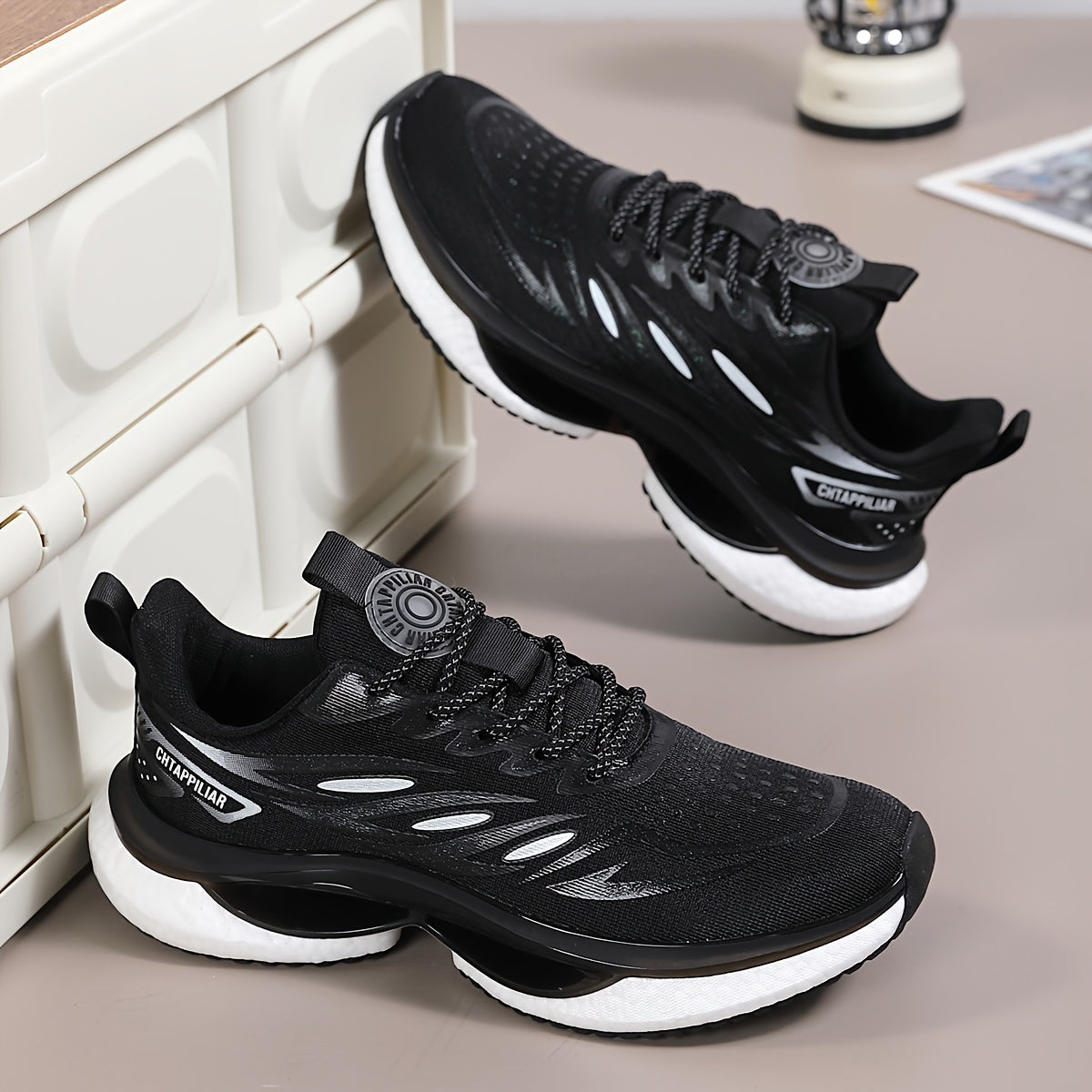 CHTAPPILIAR Men's Breathable Mesh Running Shoes with Reflective Design, Lightweight Stability, Durable Rubber TPU Sole.