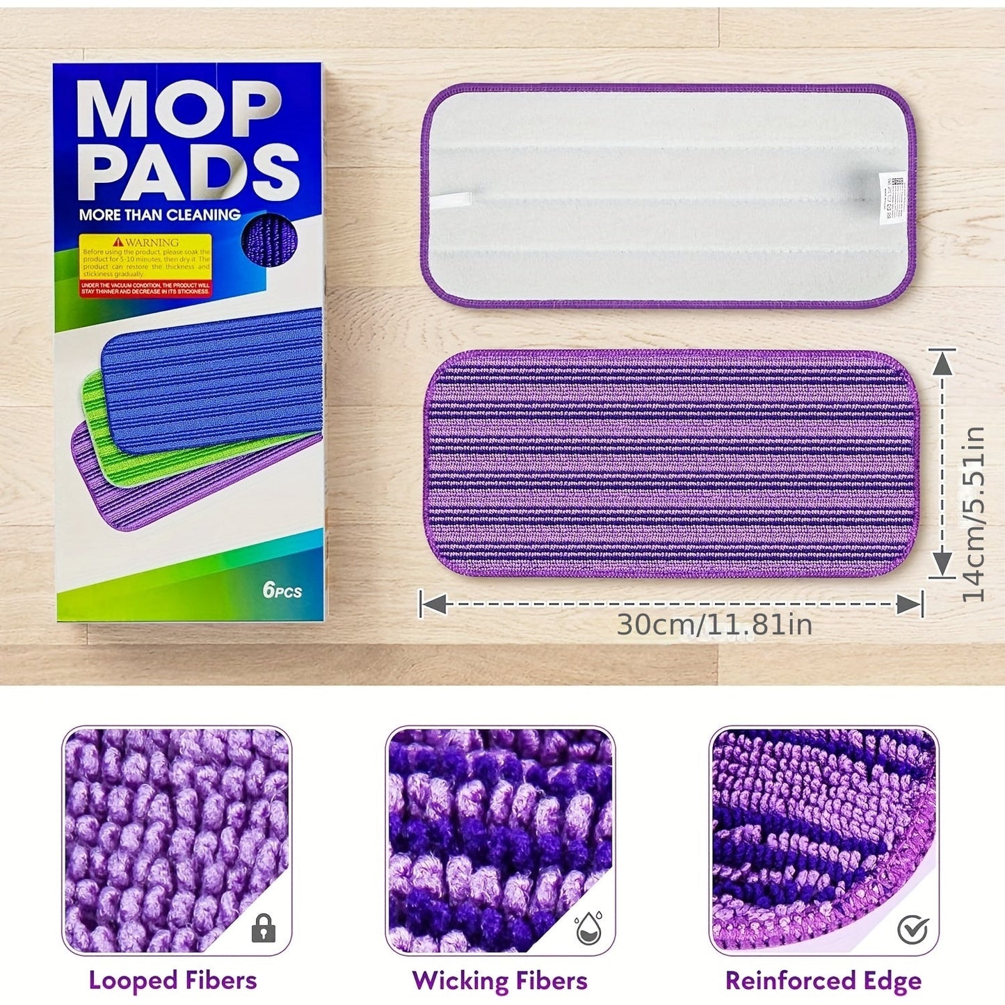 Reusable Mop Pads in a 12-Pack, Designed for Swiffer Wet Jet, Washable Microfiber Mop Heads for Dry and Wet Cleaning at Home