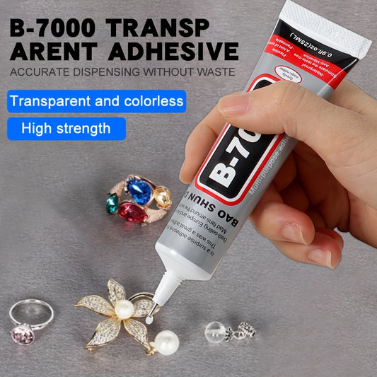 B-7000 Glue is a versatile and strong adhesive suitable for repairing jewelry, attaching mobile phone screens, pasting fabrics, assembling toys, and bonding metals and plastics. It is