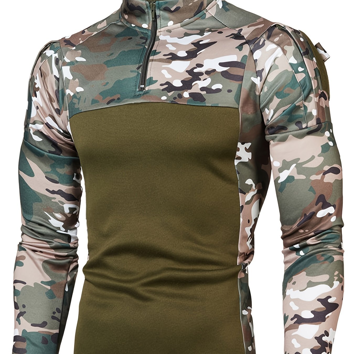 Men's camo quarter zip tracksuit for sports and casual wear.