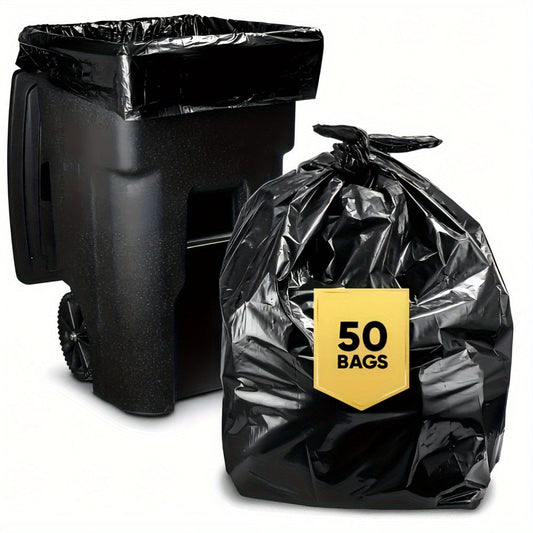 Durable Heavy-Duty Trash Bags - Pack of 50 for 208.2-227.12 L Capacity, Made of Tough Plastic, Great for Outdoor, Patio, and Kitchen Use - Disposable, Strong and Tear-Resistant, Suitable for Home, Garden, and Commercial Applications.