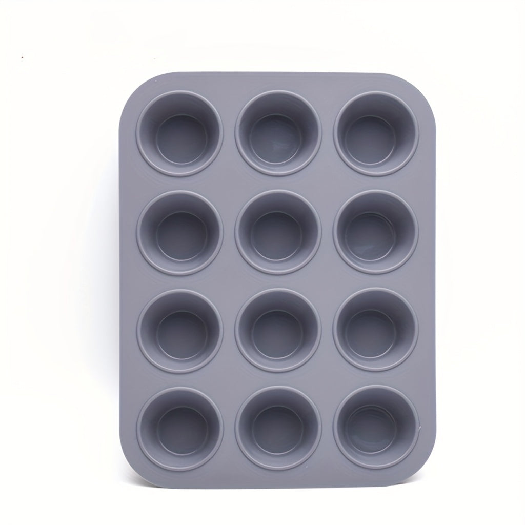 Non-stick Silicone Muffin Pan with 6/12 Cavities, Food Grade Paper Cupcake Mold, Brownie Cake Tart Bread Baking Pan. Safe for Dishwasher, BPA Free.