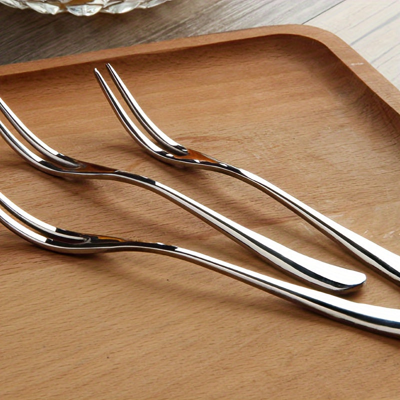 10-piece stainless steel fork set for desserts, fruits, nuts, and salads. Versatile for use at home, restaurants, and parties.