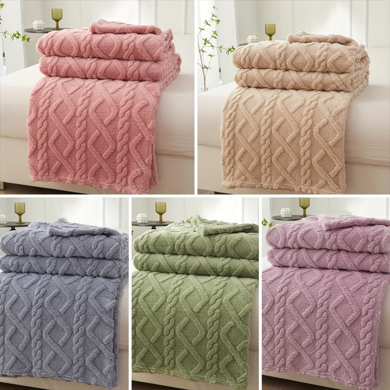 Stay warm and cozy with the FAGEJIE Soft Warm Plush Lamb Fleece Throw Blanket. Featuring a 3D fashionable design, this thick flannel blanket is perfect for bed, couch, or travel. Made of machine washable polyester, this multifunctional air conditioning