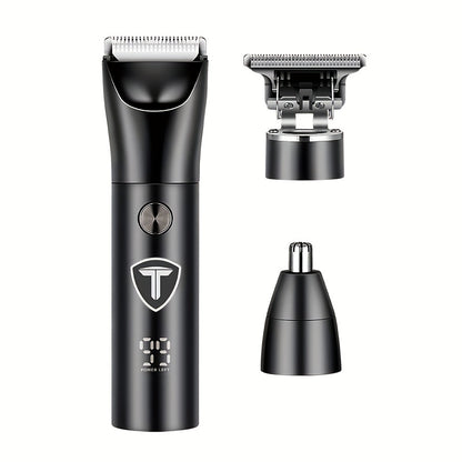 5-in-1 Professional Body Hair Trimmer for Men with Replaceable Ceramic Blade and USB Rechargeable.