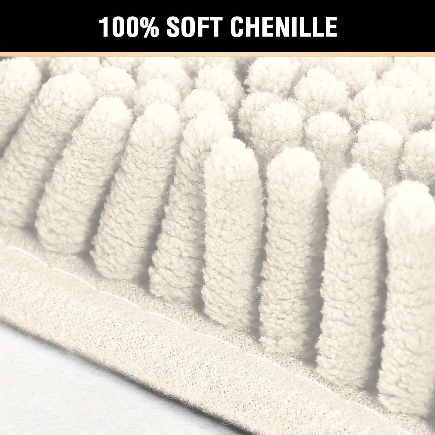 Set of 2 Chenille Bathroom Mats: U-shaped and rectangle, shaggy plush design for water absorption and anti-slip protection.