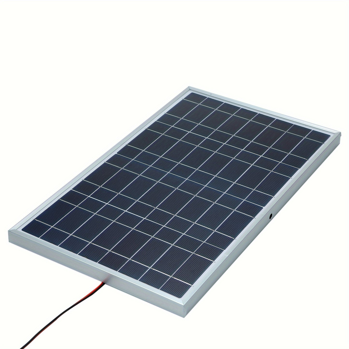 Aluminum-framed portable solar panel with detachable magnetic material for various outdoor power needs.