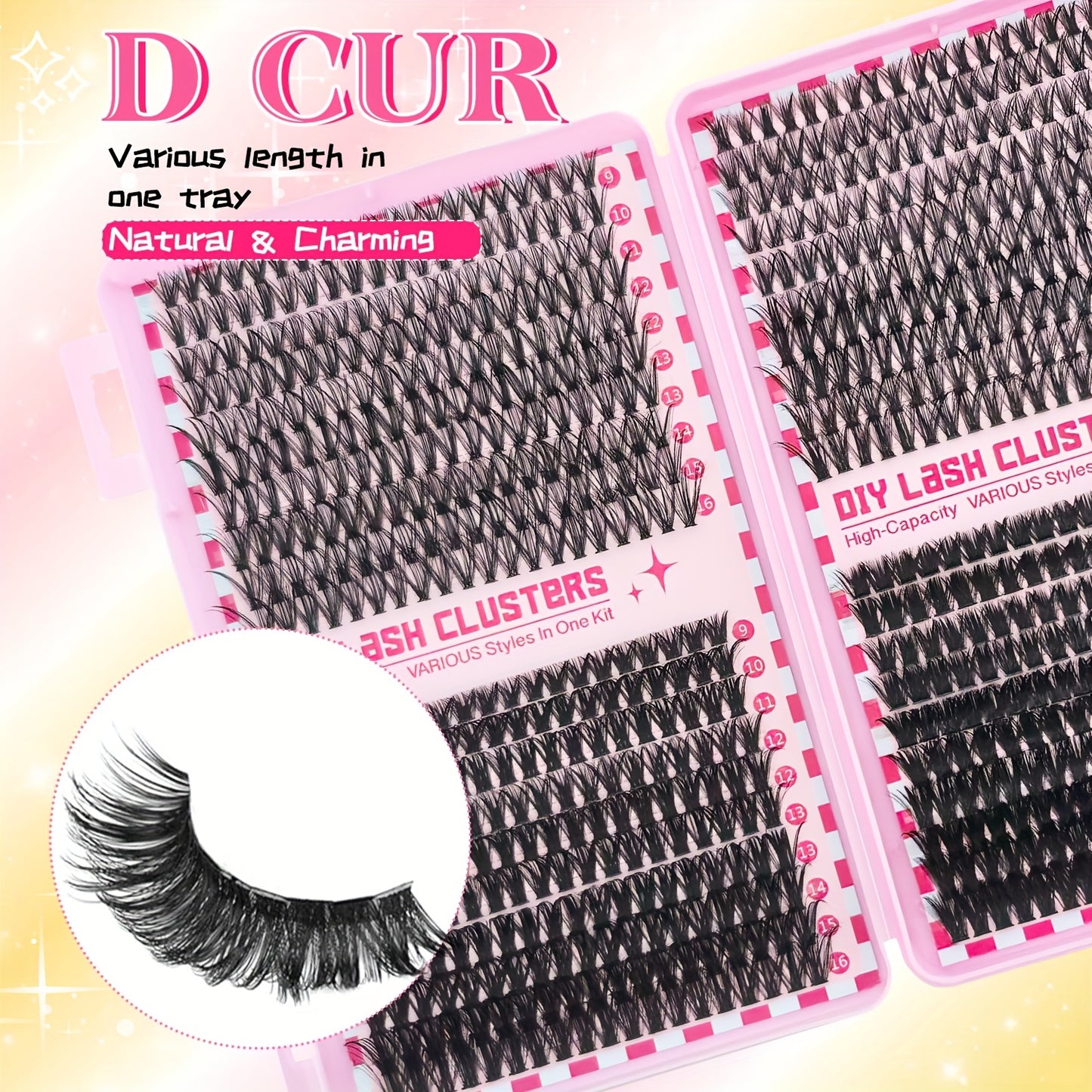 DIY Eyelash Extension Set with 800pcs single lashes in various lengths and thicknesses, perfect for beginners.