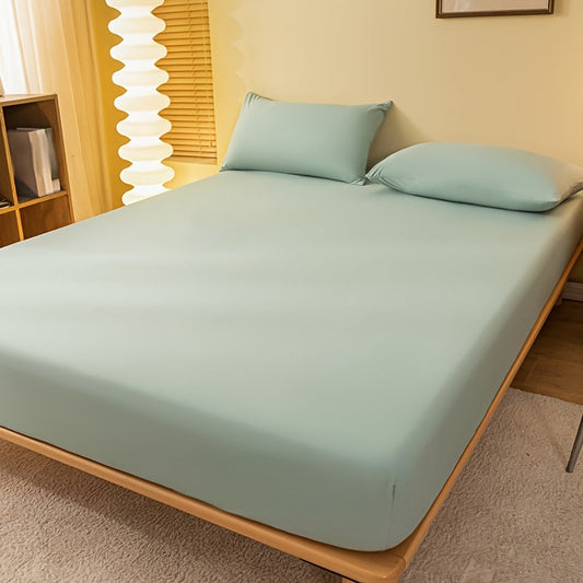 Soft and comfortable brushed fitted bed sheet in light green, with deep pocket for a perfect fit. Pillowcase not included. Ideal for bedroom or guest room. Mattress protector for added comfort and protection. Fitted bed sheet only.