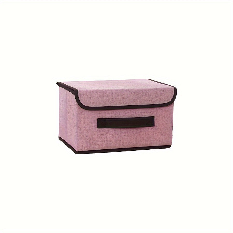 Foldable desktop storage box made from textile non-woven material, ideal for sorting clothes and household items. This two-piece storage box is perfect for keeping your items dust-proof and organized.