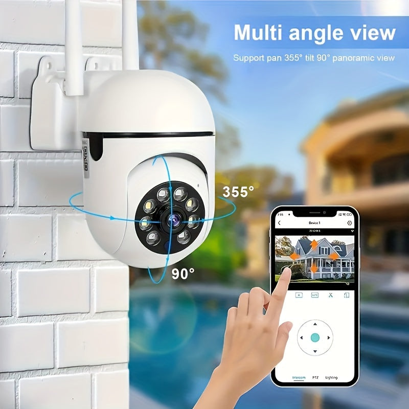 The 1080P HD WIFI Monitoring Camera offers 355 Degree intercom functions for total home security. With full-color night vision capabilities, two-way intercom, and smart camera app operation, this wireless camera also allows for TF card/cloud storage