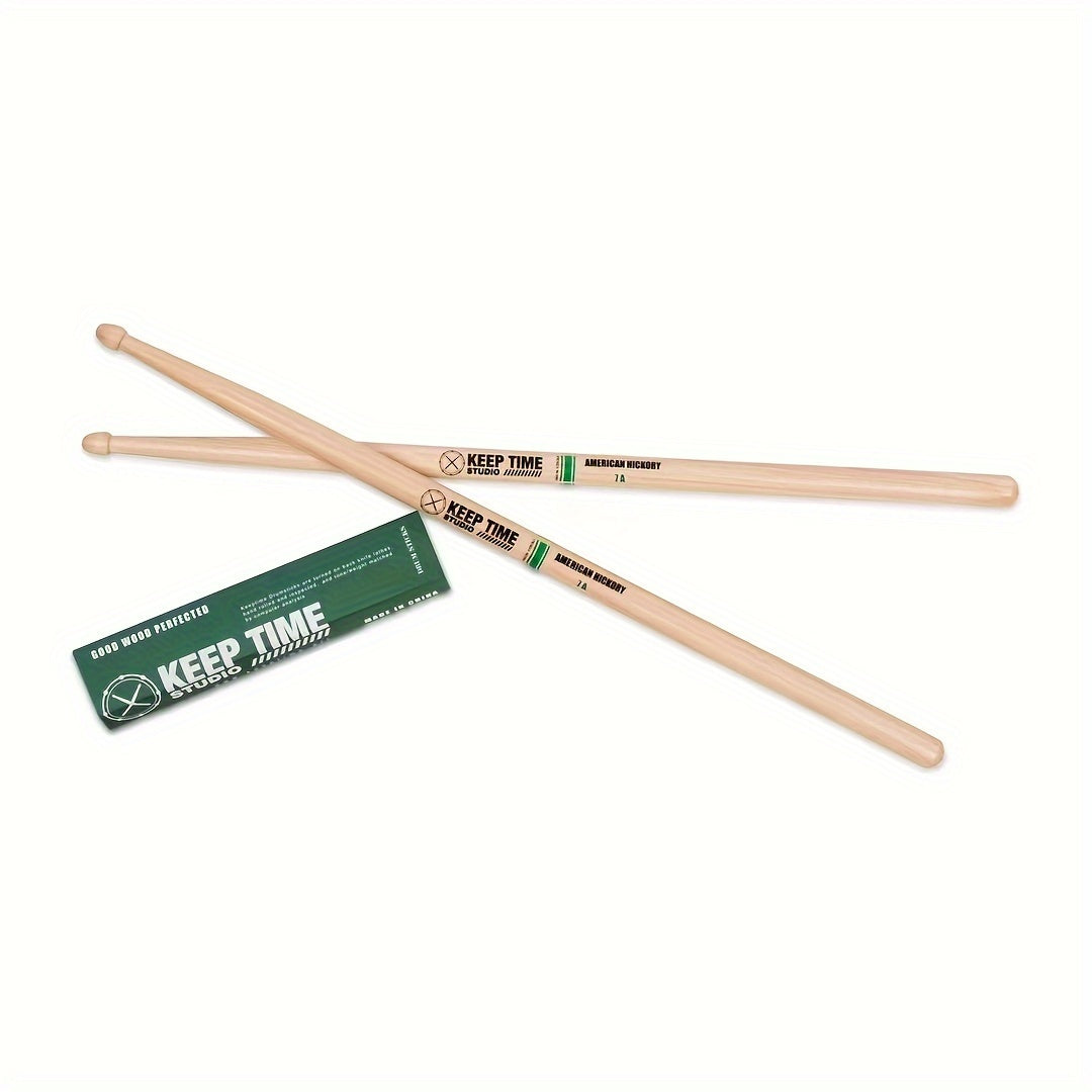 USA-made 5A/7A Hickory Drum Sticks with Classic Wood Tips for Adults. High-quality 5B Logs.