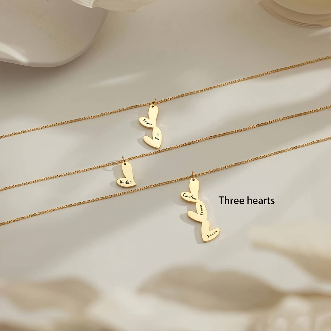 Exclusive Custom Heart Necklace with Multiple Names, Luxurious 18K Gold Plating, Chic & Elegant Design, Featuring Script and Numeric Characters, Suitable for Everyday Wear & Special Occasions, Great for Valentine's Day, Anniversaries, Mother's Day