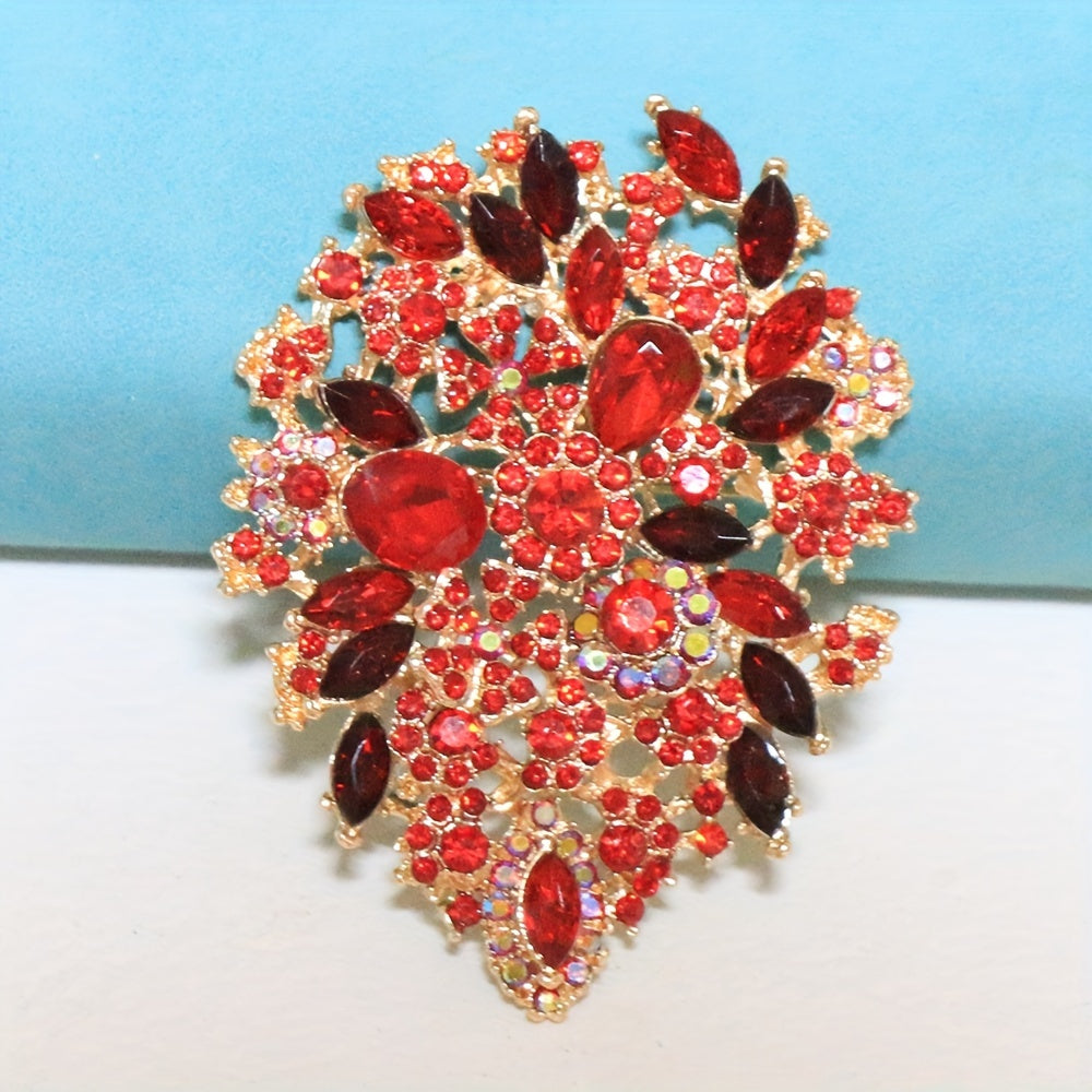 Extravagant Retro Crystal Glass Brooch for Men, featuring Large Size and Multicolor Rhinestones, adding a touch of Luxury and Elegance