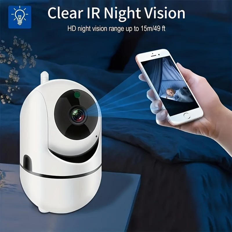 Wireless Wifi Security Camera with 2-Way Voice, Night Vision, and High Security - Perfect for Home Monitoring and Pet Watching. Memory Card Not Included.