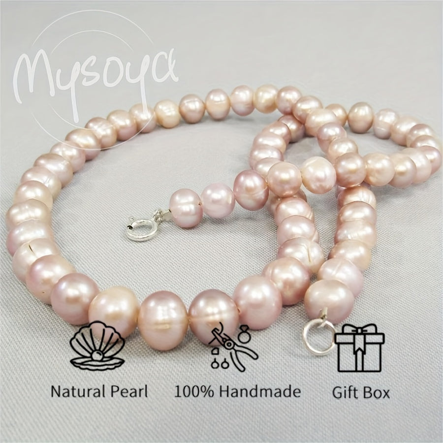 Handcrafted with care, the MYSOYA 100% Handmade Natural Pearl Pink Freshwater Pearl Necklace Set is perfect for all occasions. Includes a gift box for easy gifting. Ideal for daily wear, parties, birthdays, anniversaries, Valentine's Day, Christmas, and