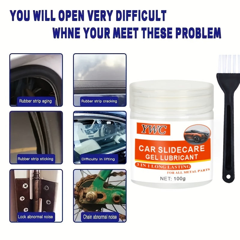 1 piece/set - Automotive grease specially formulated for sunroof tracks, hinges, and window seal maintenance. This factory solid paste-based lubricant is designed to reduce noise and ensure smooth operation. It is suitable for lubricating and polishing