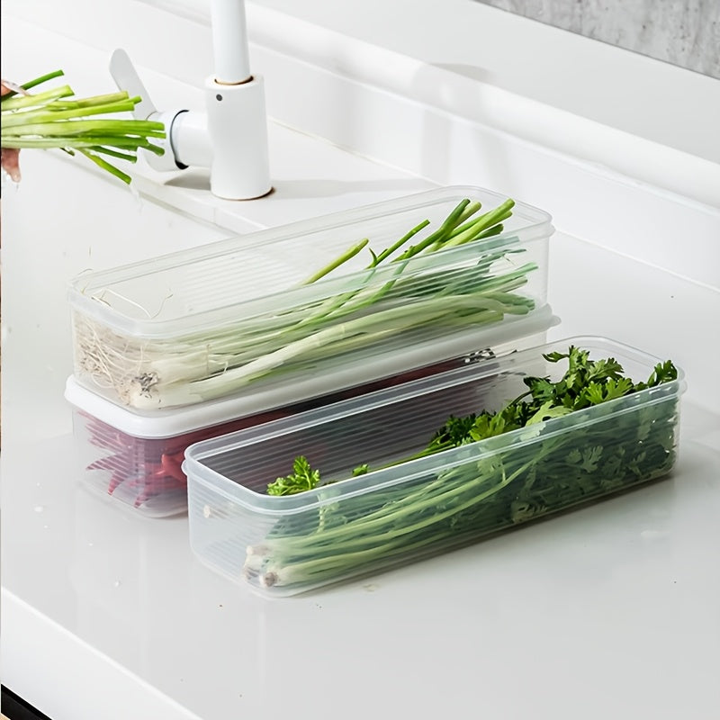 Set of 6 Fresh-Keeping Herb Storage Containers for Cilantro and Green Onions. Made from reusable polypropylene and safe for food contact. Ideal for storing eggs, pasta, and noodles. These stackable containers can be sealed and organized in the