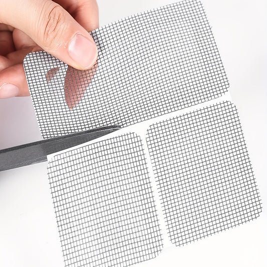 Repair patches for window screens consisting of 12 pieces. These patches are self-adhesive, cuttable, and suitable for repairing holes in screen doors or windows. Additionally, they can be used as mosquito repellents.