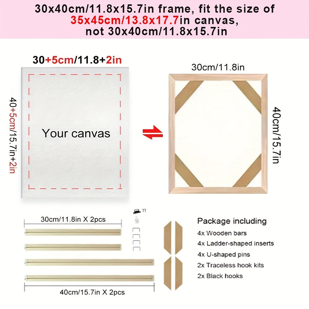 DIY Wood Canvas Stretcher Frame Kit for Gallery Wrap Oil Paintings - Ideal for Wall Art Decor