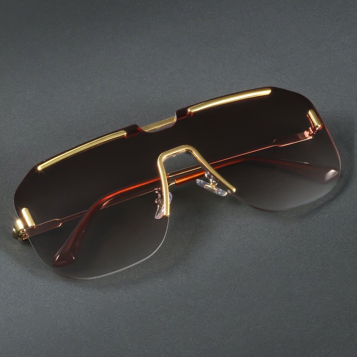 Men's Fashion Glasses with Golden Copper Frame, Polycarbonate Lenses, Stylish and Durable for Casual Wear.