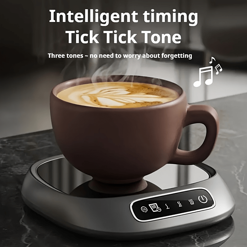 USB-Powered Coffee Cup Warmer with 3 Temperature Settings, Auto Shut-Off, Portable for Home & Office.