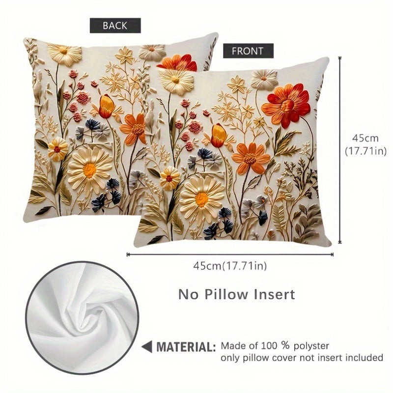 1pc MEMNUN Lodge Style Floral Polyester Cushion Cover with Vibrant Flower Pattern; Machine Washable with Zipper Closure; Woven Decorative Pillow Case for Home and Room Decor (Pillow Insert Not Included)