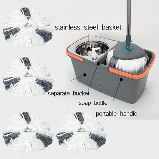 Introducing the Triangle Rotating Mop and Square Separation Bucket Set, featuring a Dirty and Clean Water Separation System for optimal cleaning. Ideal for hardwood, tile, and marble floors, this set includes a self-rotating mop head and 4 triangle mop