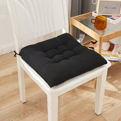 Thickened Solid Color Brushed Chair Cushion - Washable polyester seat pad for dining, office, and tatami chairs