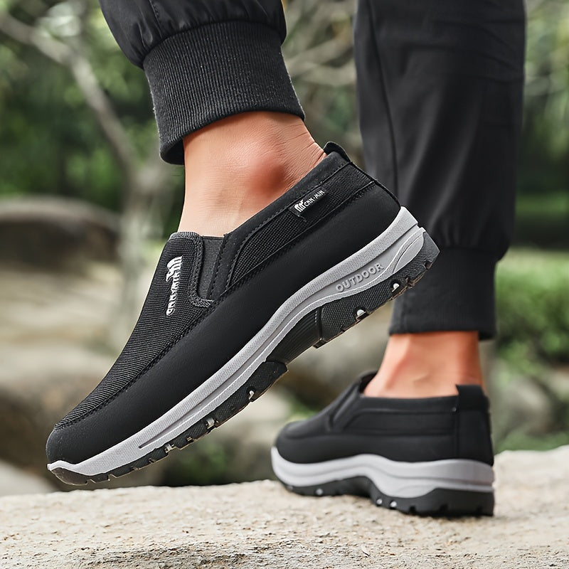 Sturdy non-slip slip-on sneakers for men, ideal for park workouts, camping, and hiking.