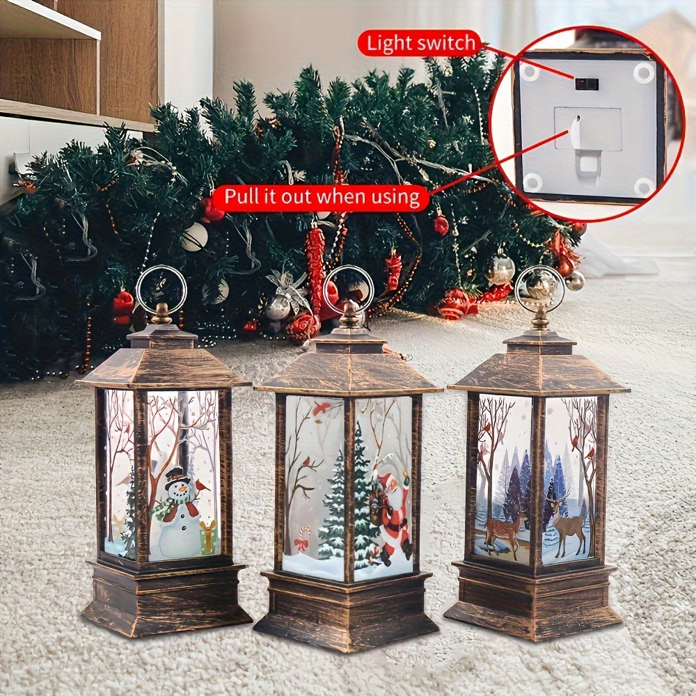 Set of 3 Retro Christmas LED Tea Lights in Santa, Elk, and Snowman designs- Ideal for Indoor Holiday Decor, Festive Atmosphere, and Gift Ideas