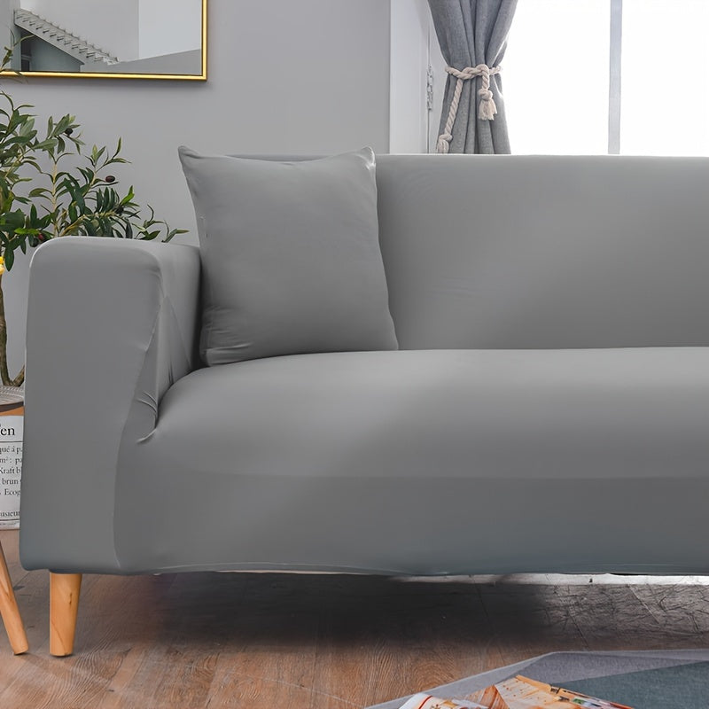 Modern sofa cover with non-slip elastic band, machine washable, made of 95% polyester and 5% spandex. Compatible with various sofa sizes, no printing, stitched craftsmanship, fabric weight of 100-120 g/m².