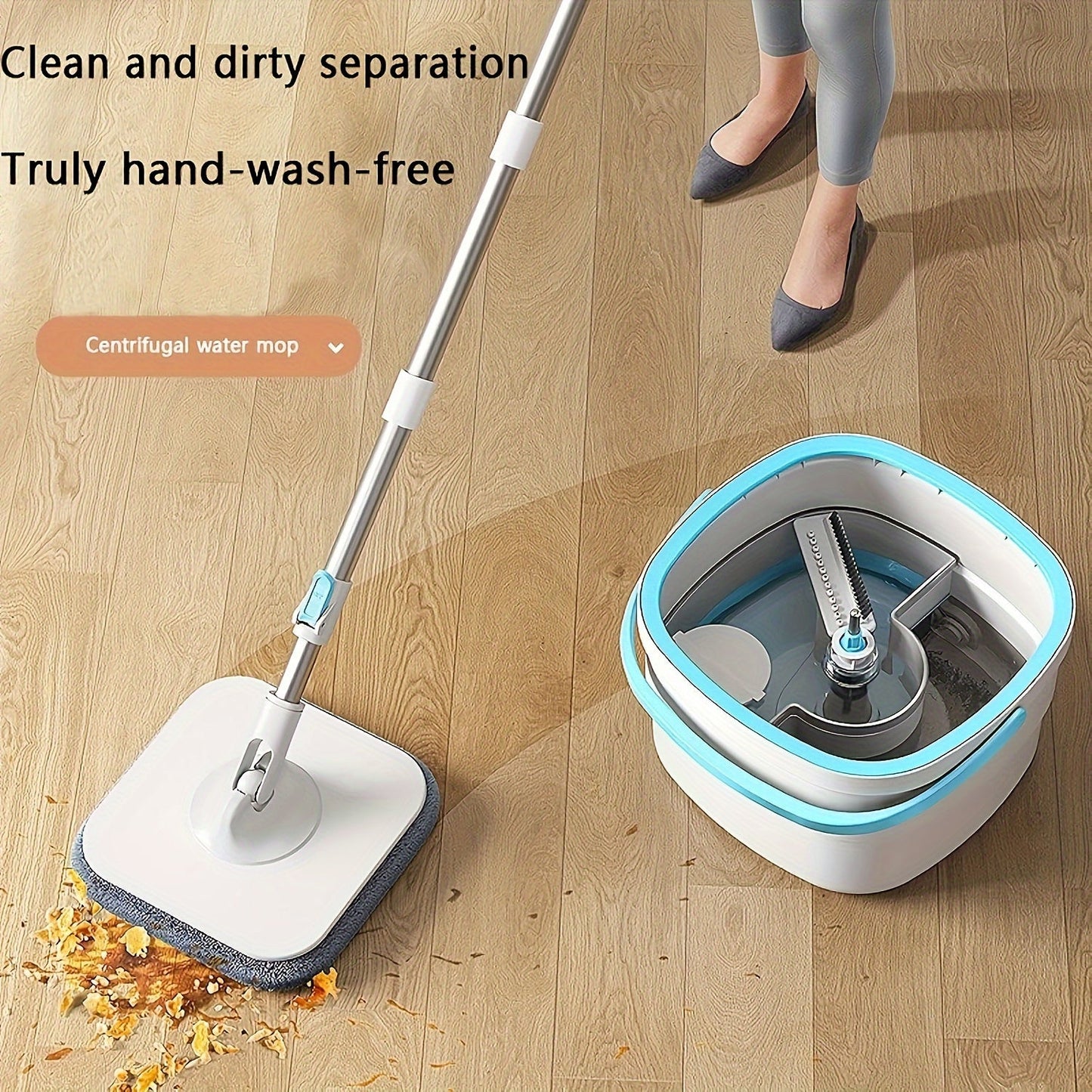 This all-in-one cleaning tool includes a handheld mop with bucket, two microfiber mop heads, a rotating floor cleaner, and a dust mop. It is perfect for all-purpose wet and dry cleaning in various areas of the house, such as the home, kitchen, bathroom