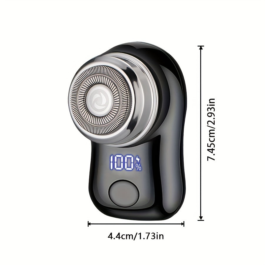 Compact and portable men's electric shaver with USB charging, digital display function. Ideal for business trips and makes a great holiday gift for men.