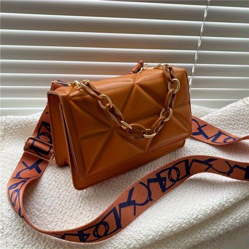 Women's Quilted Crossbody Bag with Chain Strap - Faux Leather, Large Capacity, Zipper Closure - Versatile and Elegant for Daily, Travel, Work.