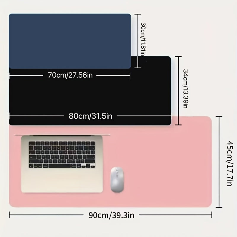 Black non-slip desk mat for office, ideal for computer and mouse.