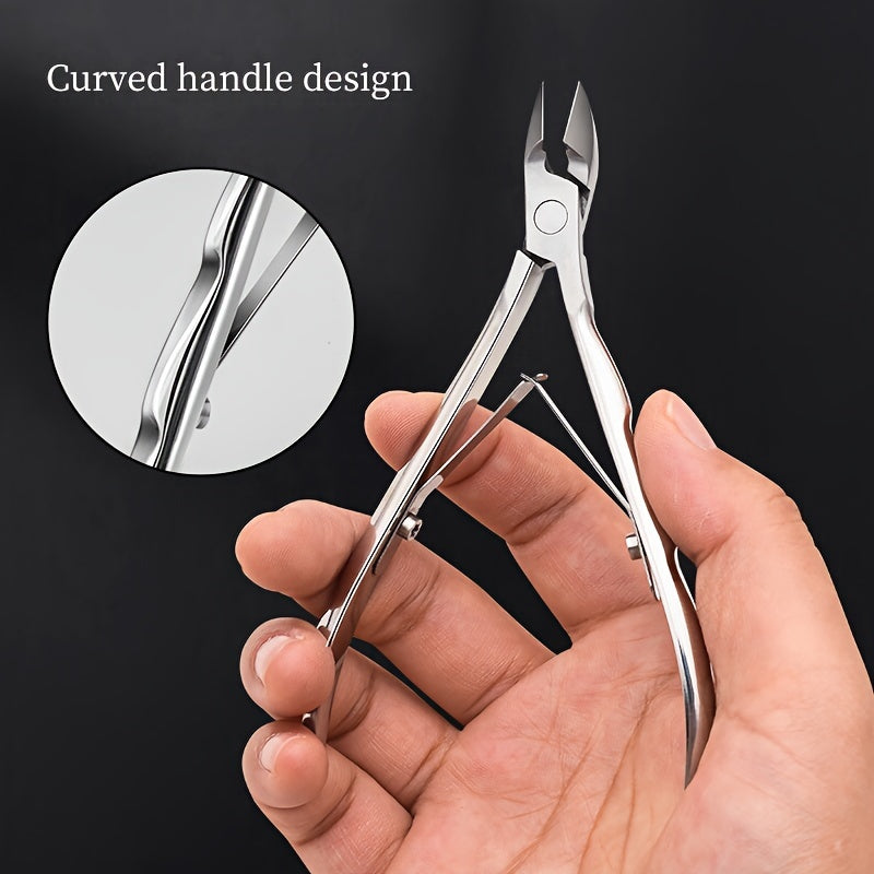 1 piece of Stainless Steel Cuticle Nippers with a 10mm precision tip for dead skin removal, hangnail care, and cuticle trimming. High-quality salon-grade tool for nail care.