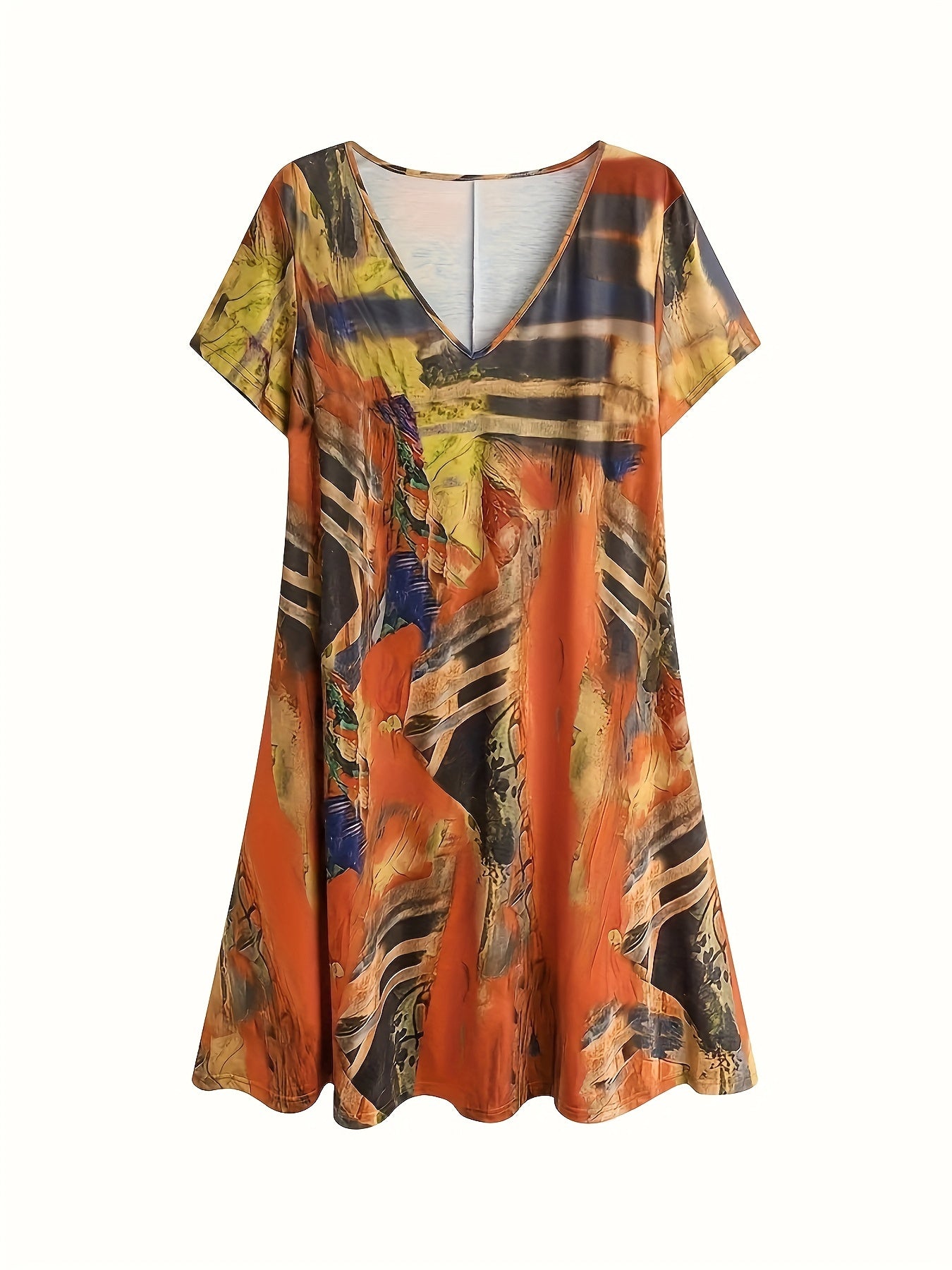 Women's Plus Size All Over Print V-Neck Dress