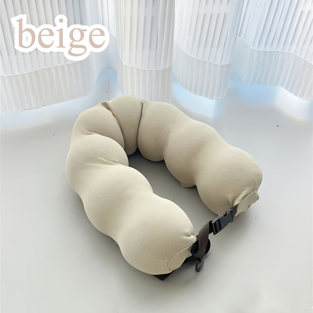 Soft Linen Covered Portable Memory Foam Neck Pillow - Perfect for Napping at the Office and Travel