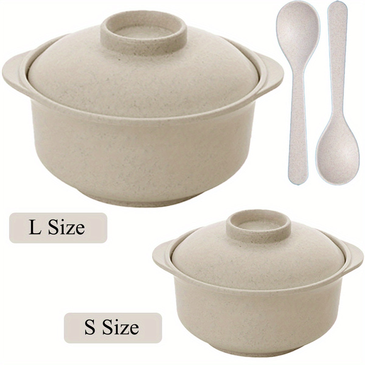 1 set of instant noodle and rice bowls with covers, non-slip food containers, and unbreakable kitchen supplies for college dorms and apartments.