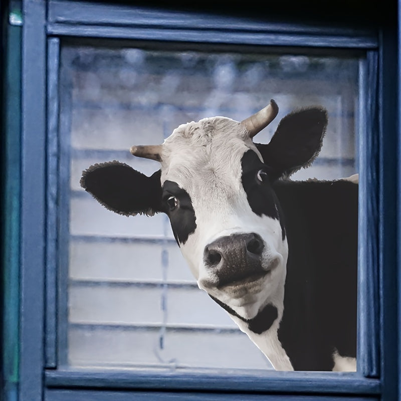 Cute cartoon cow window cling - Ideal for decorating bedrooms and entryways, effortless application without the need for power.