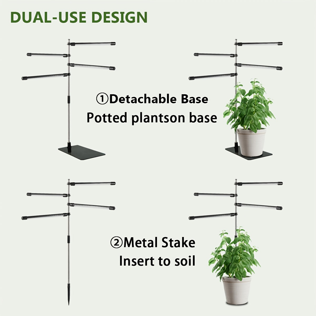 LED Plant Light with Full Spectrum for indoor plant growth, USB plug with 10 adjustable levels and automatic timer for 3, 9, and 12 hours.