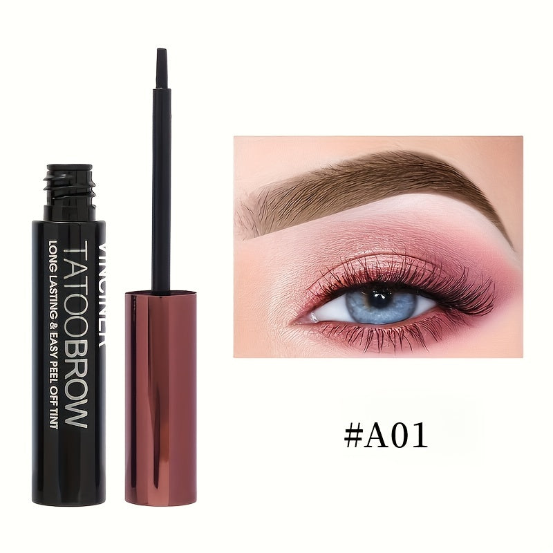 Long-lasting black/brown waterproof eyebrow gel with semi-permanent dye.