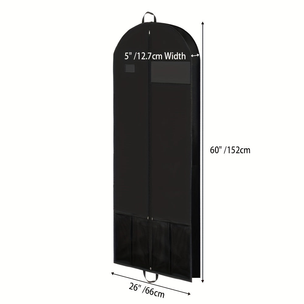 Heavy Duty Garment Bag with Pocket for Dresses and Coats - Perfect for Travel and Storage, Featuring a Convenient Zipper