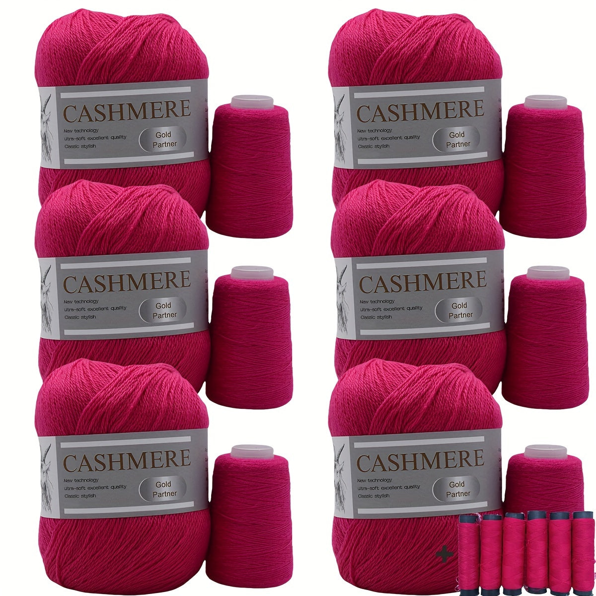 6 luxurious cashmere yarns for hand knitting and crocheting. Ideal for making sweaters, scarves, hats, shawls, cardigans, and gloves. High-quality, soft, warm, multicolored bundle in 10.58