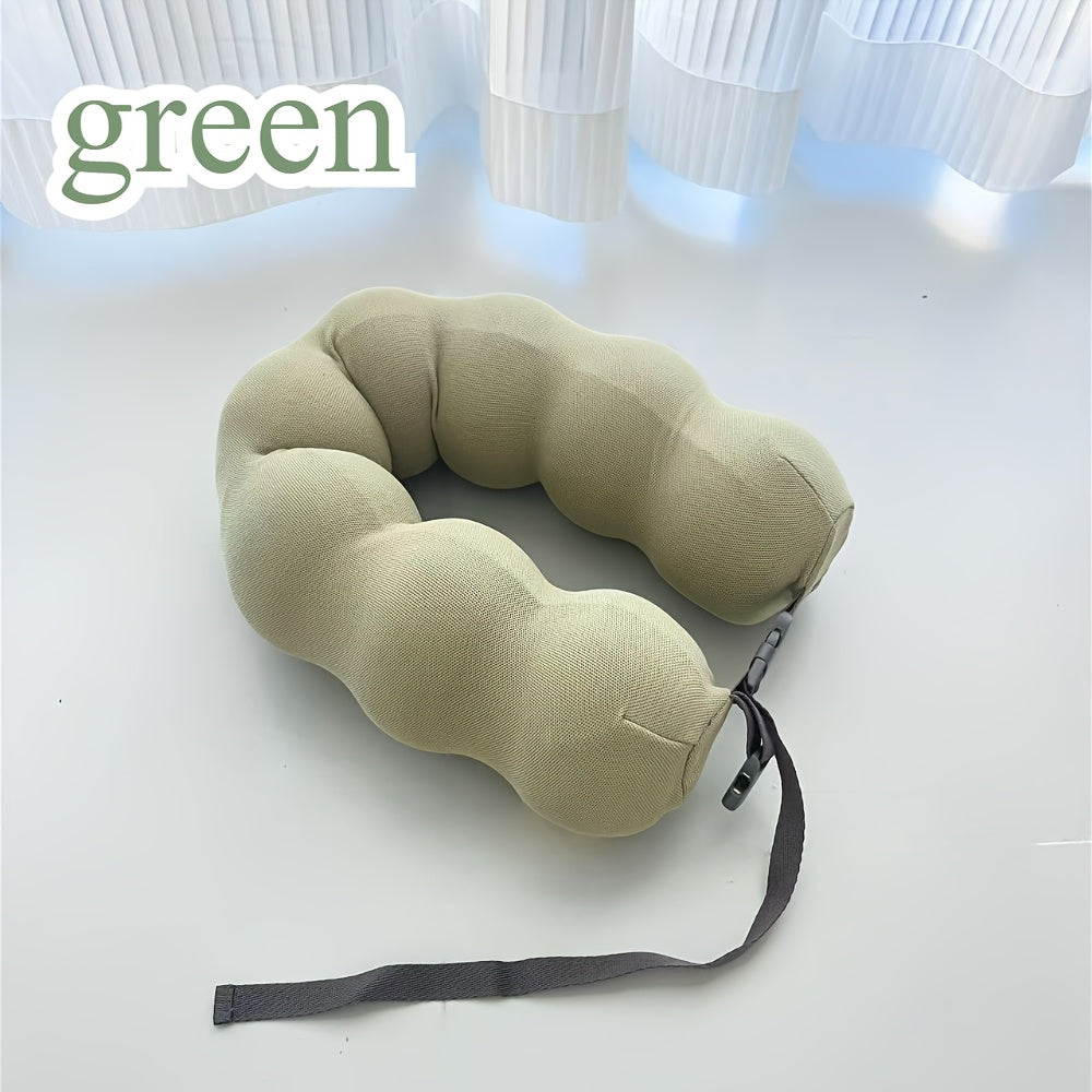 Soft Linen Covered Portable Memory Foam Neck Pillow - Perfect for Napping at the Office and Travel