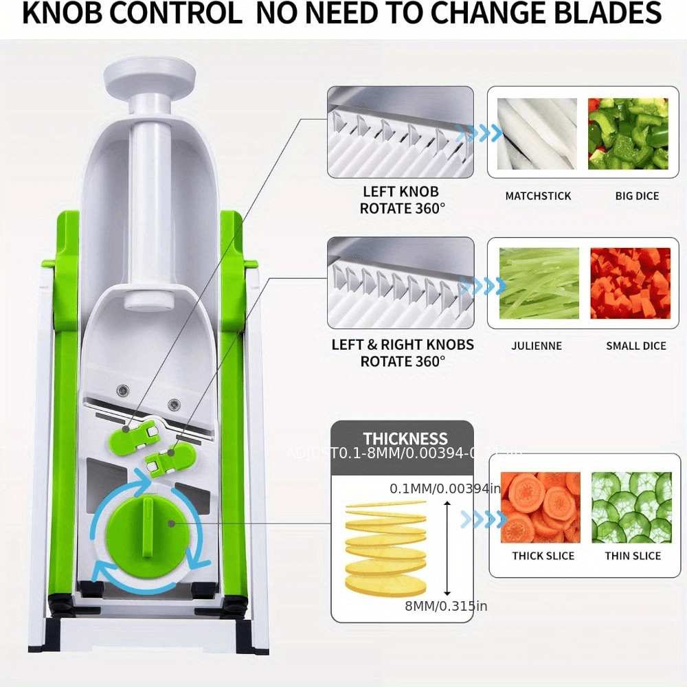 Mandolin Manual Vegetable Cutter - Hands-Free Safety Feature, 10L Size, Versatile Metal Grater for Potatoes, Vegetables, Garlic, and Ginger - No Power Required, Simple to Wash with Included Brush and Hand Guard, Vegetable Slicing Tool