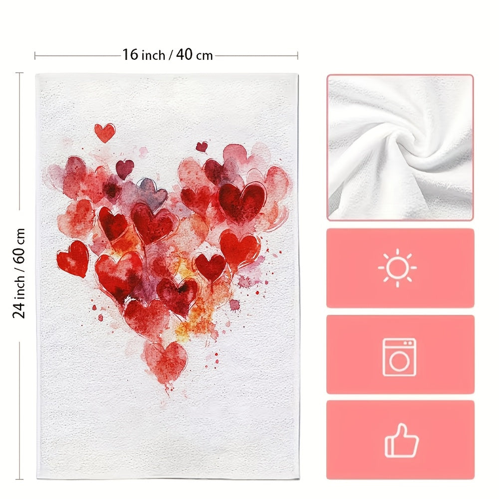 2 pieces of ultra soft kitchen towels, perfect for Valentine's Day decor. These highly absorbent dish hand towels are machine washable and measure 16x24 inches. Item number: 2KYSYS1217642